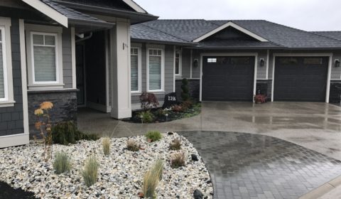 paver driveway and rock bed