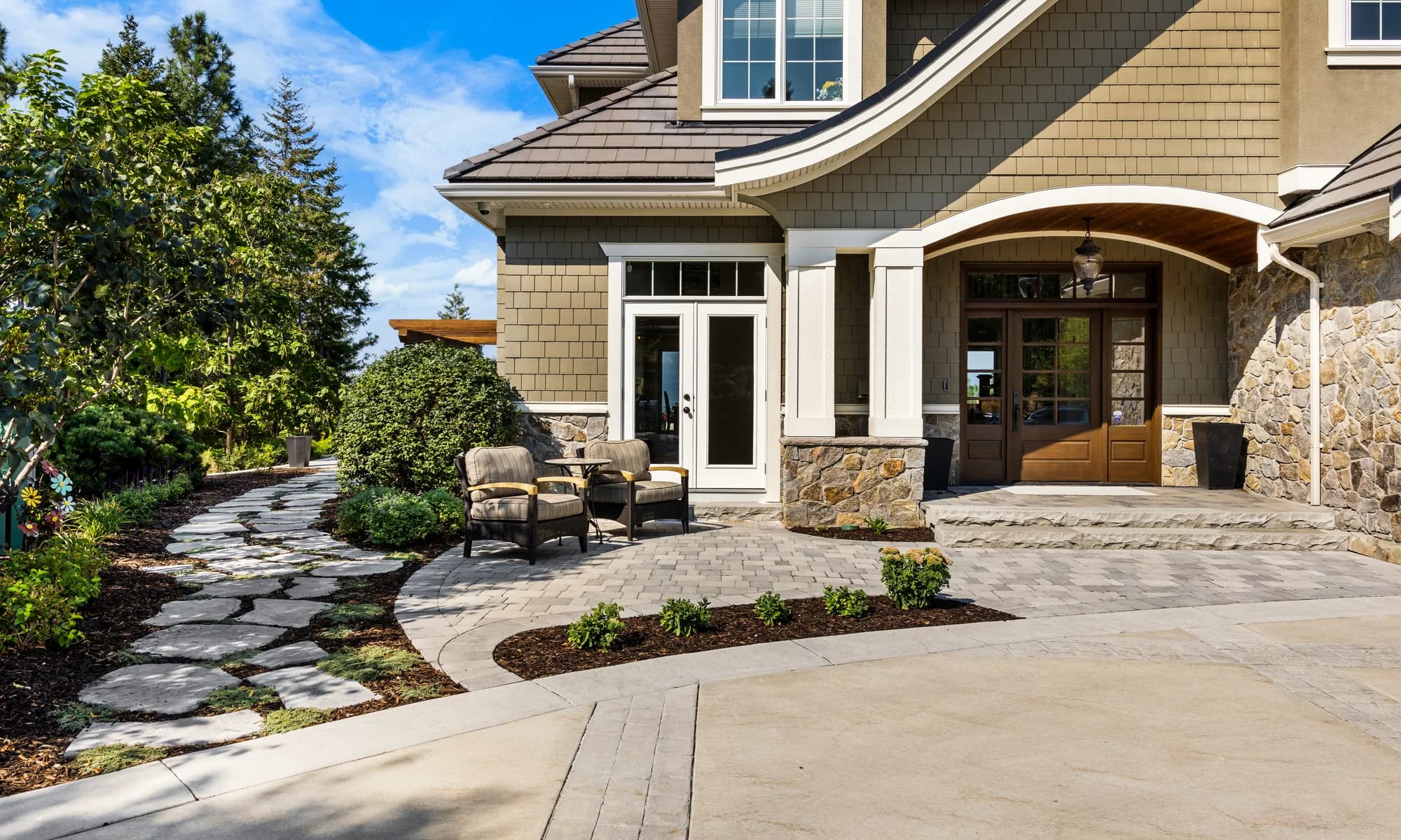 paver driveway and stones