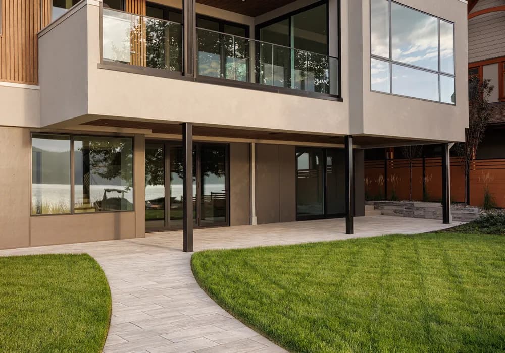 modern home and green house windows