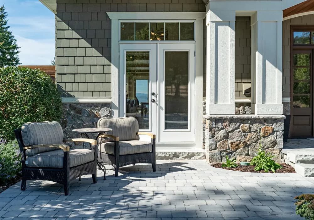 modern seating area with paver stones