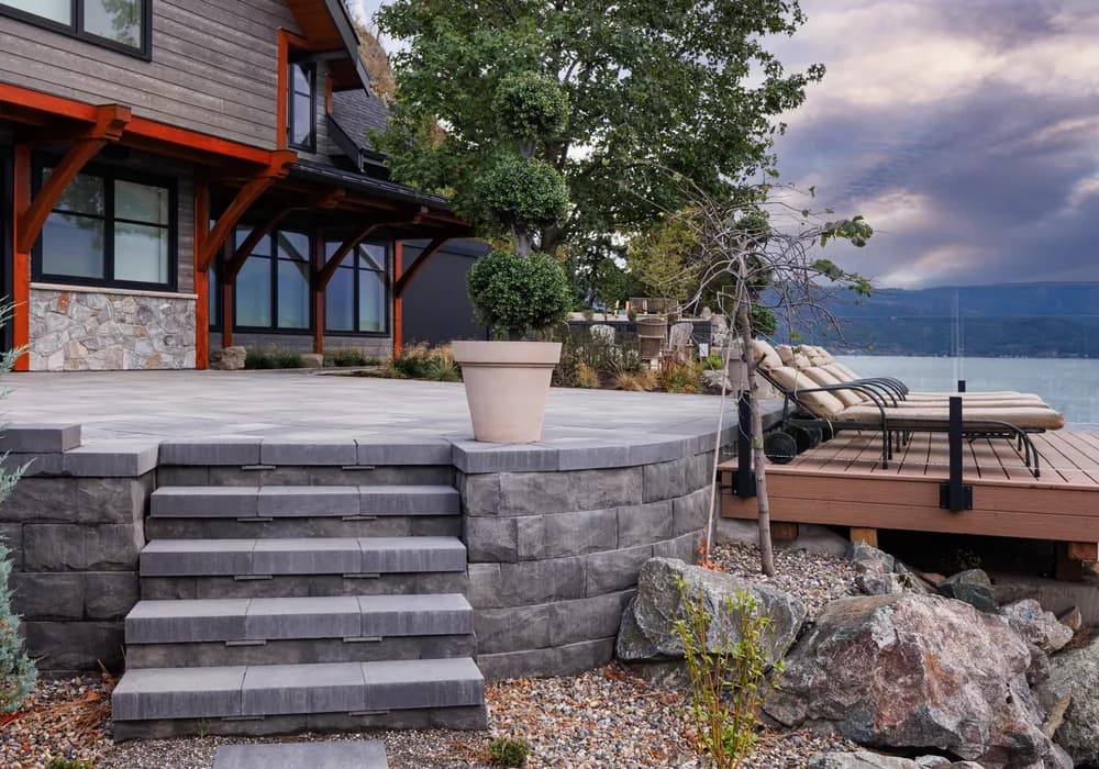 steps stone and trees and walkway
