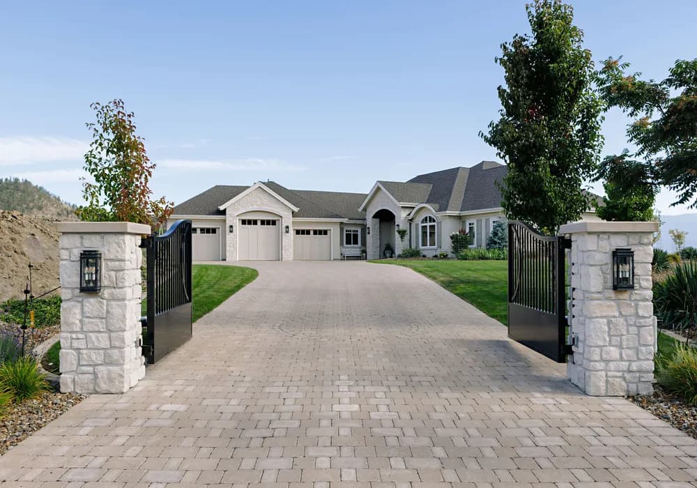 stone driveway high end home