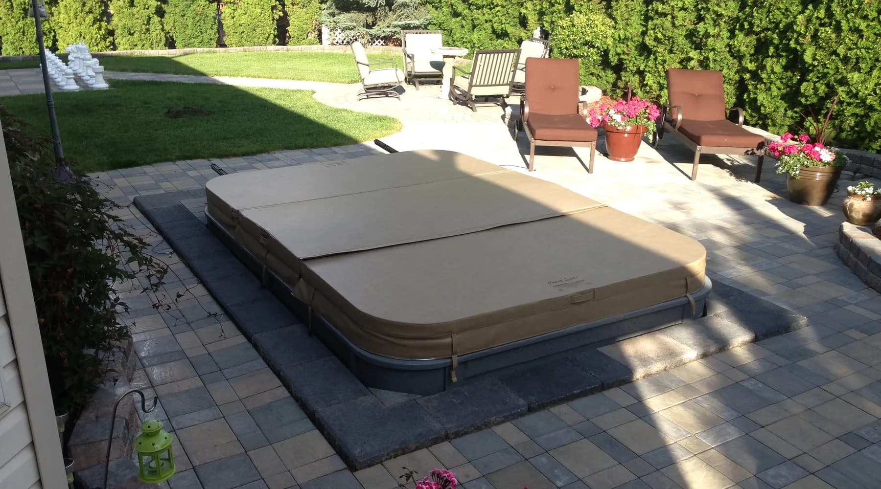 paver stone hot tub
