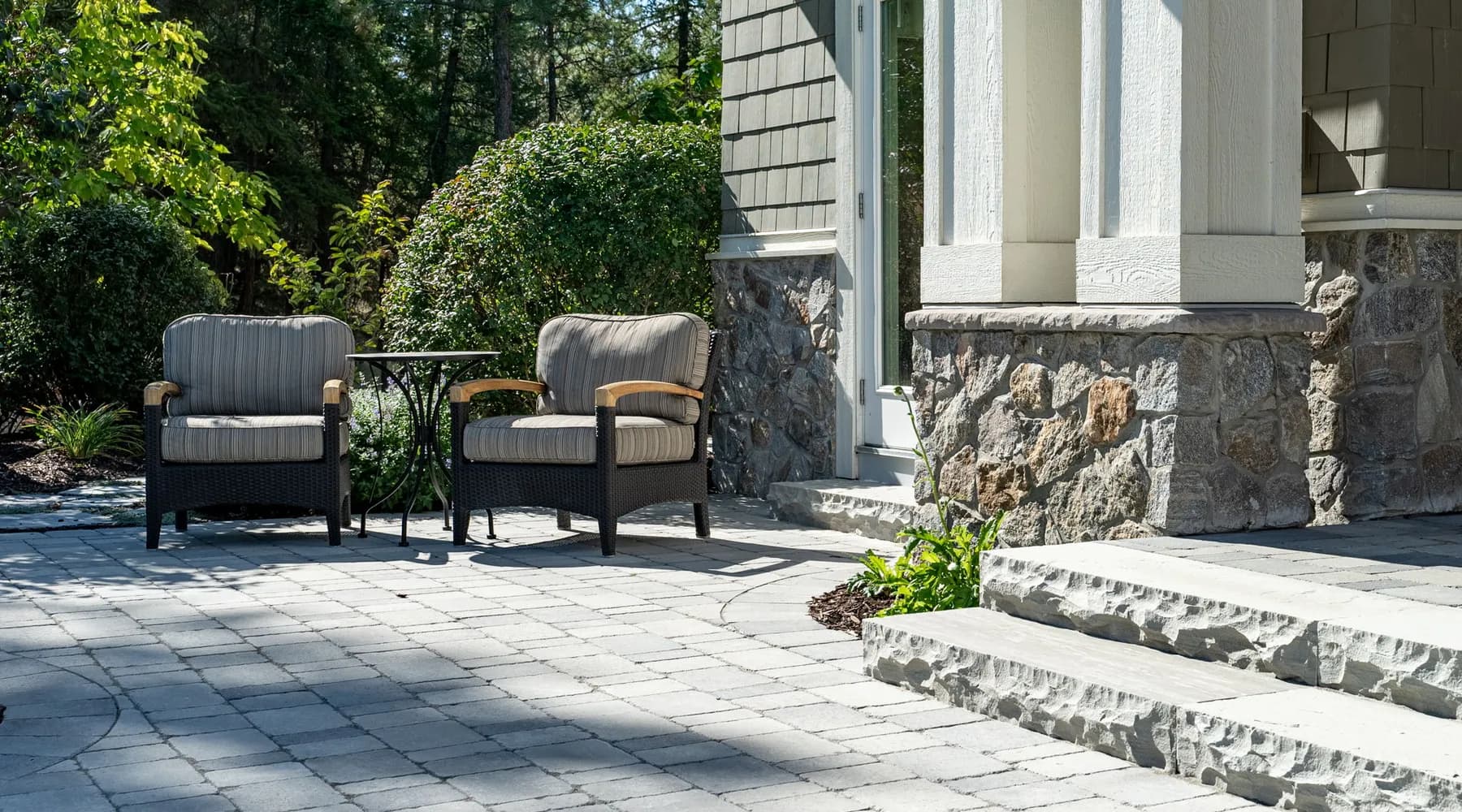 paver stones and chairs