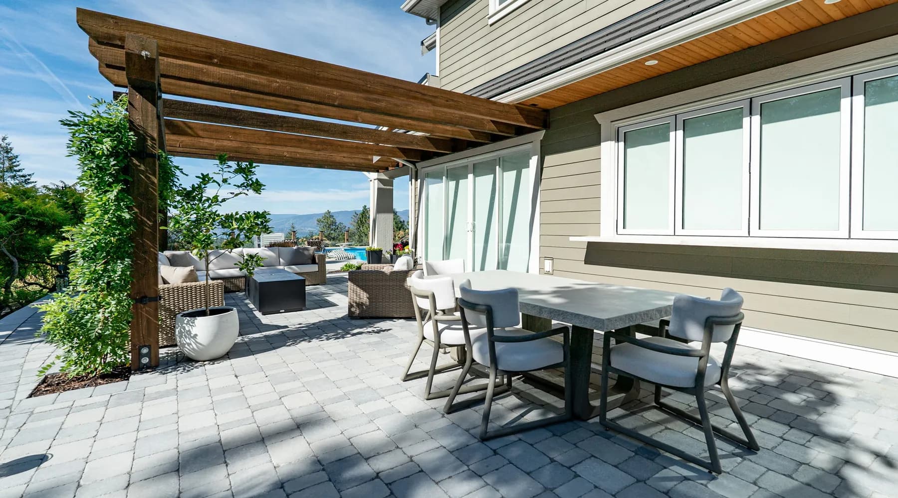 paver stones and pergola