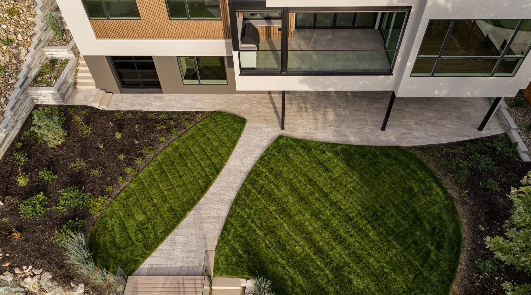 turf and top soil on a modern home
