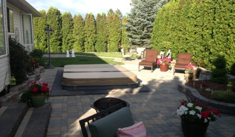 paver patio with hot tub